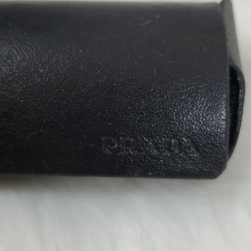 Prada leather black glasses case